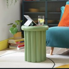 Habitat Fluted Side Table – Olive Green – Metal Accent Table 