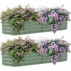 Outsunny Galvanised Raised Garden Bed Planter Box, Pack of 2, Green