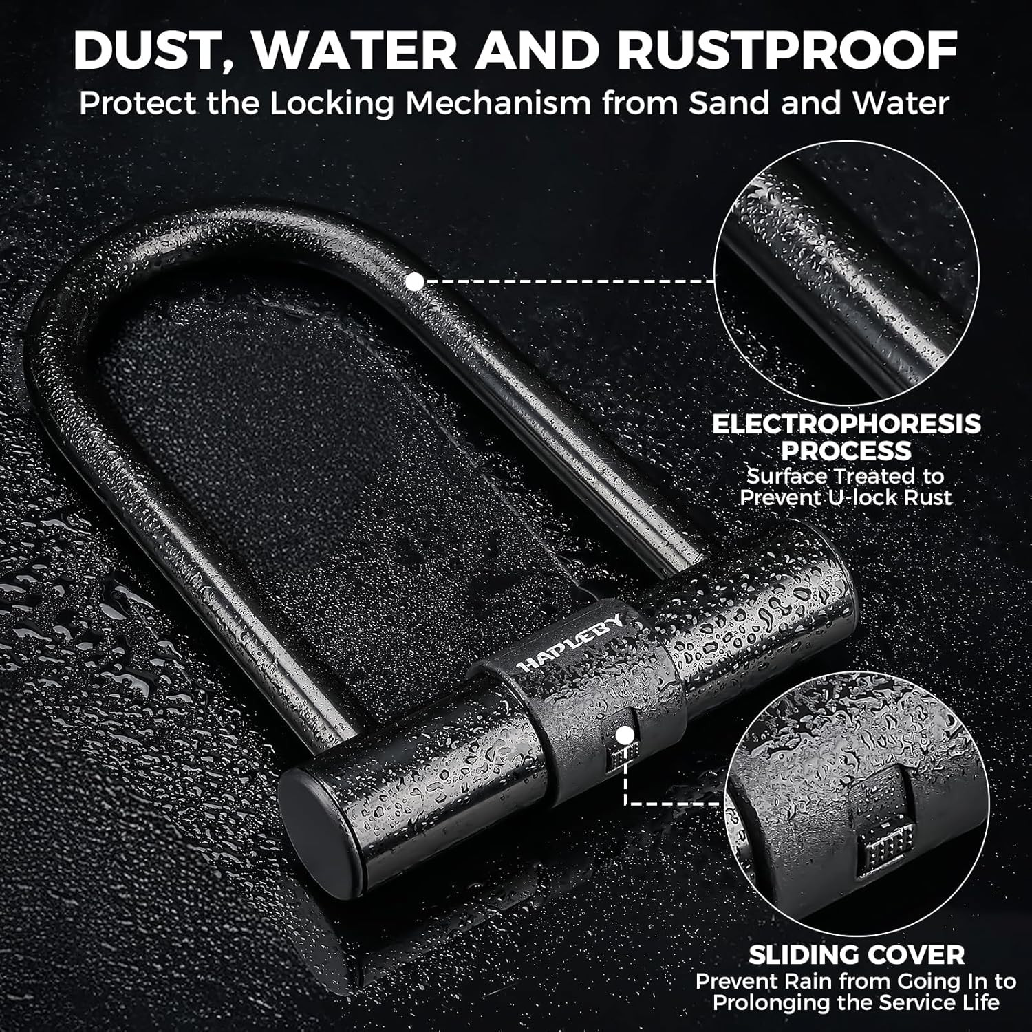 Hapleby Premium Bike Lock Set with 2 Keys, Bike U-Lock with 6 Feet Thickened Sol