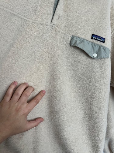 Vintage Patagonia Synchilla Fleece Jacket Snap T Pullover Men Size L  White - Picture 14 of 19