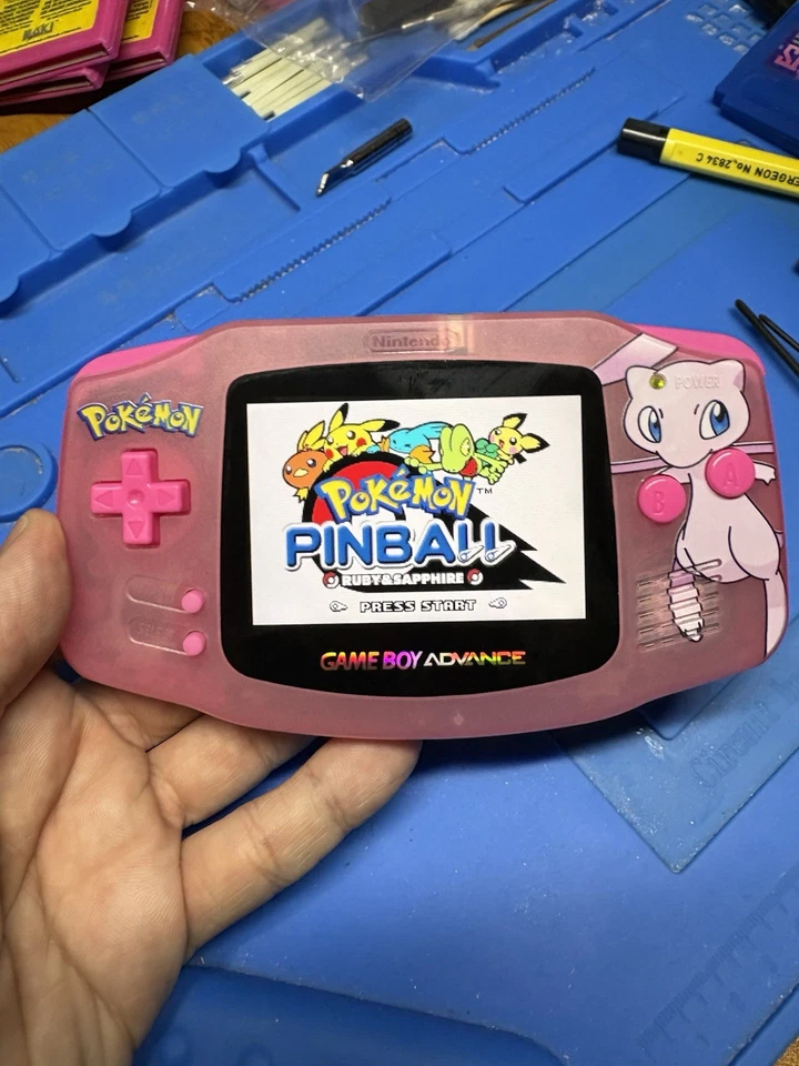 Pokémon Backlit IPS Nintendo Gameboy Advance Console GBA Cartridge Mew Pink V4 - Image 2 of 4