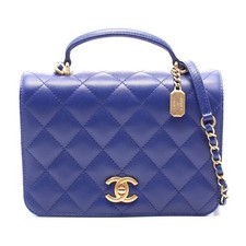 Chanel Caviar Skin Matelasse Shoulder Bag Women Blue One Size