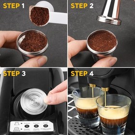 4 in 1 Reusable Stainless Steel Coffee Capsules Compatible with L'OR B Arista LM