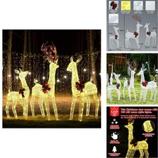 3-Piece Reindeer Family Set White Lighted Christmas Decoration SW0136