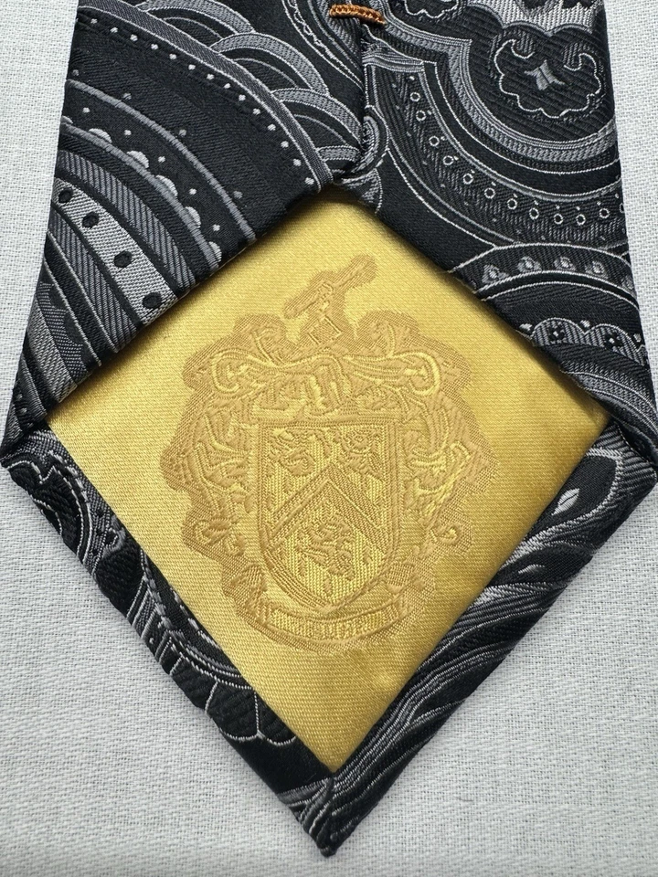 Donald Trump Signature Collection Paisley Tie Black & Gray 100% Silk 60” - Image 3 of 4