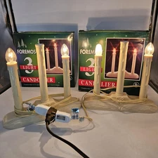 Foremost 3 Light Candolier Window Electric Set of 2 Ivory C7 Bulb UL 3003C Pair