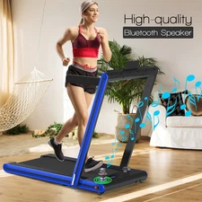 SuperFit 2-in-1 Folding Treadmill 2.25HP Jogging Machine Dual LED Display Blue