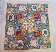 Vintage TOTES 31" Floral Scarf Made In Italy Polyester Gold Accents