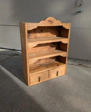 Vintage Rustic Country Wall Curio Cabinet Shelf Solid Mexican Pine Wood Spanish