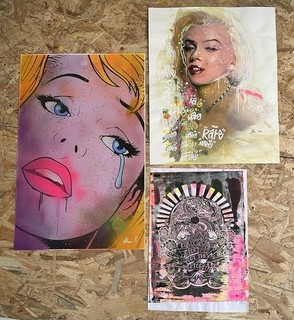 3 Chris Boyle Urban Art hand finished prints. Smallest is A3. #1