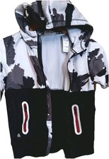 Reebok Jacket Boys 6/7 Small Camo Black Windbreaker Hoodie Youth Full Zip Logo