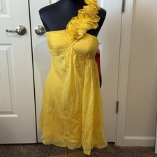 Aidan Mattox Womens Yellow Silk Ruffle One Shoulder Cocktail Dress Size 6 NWT