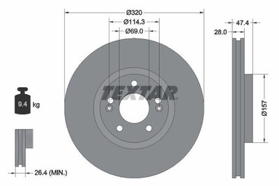 2x TEXTAR 92237805 Bremsscheiben Vorne für HYUNDAI ix35 (LM, EL, ELH) 320mm