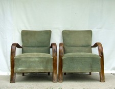 Pair of Art Deco Armchairs, Club Cocktail Chairs. Antique Vintage Halabala 1920.