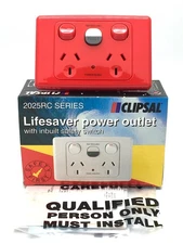 CLIPSAL 2025RC Double Power Outlet Lifesaver GPO with RCD 10A 250V 30mA RED 2000