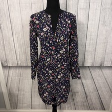 Rebecca Taylor Women’s Size 4 Black Floral Silk Knee Length Long Sleeve Dress