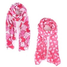 Nollia 2-Pack Soft Women's Scarves with Love Hearts - Pink  Red Heart Scarf