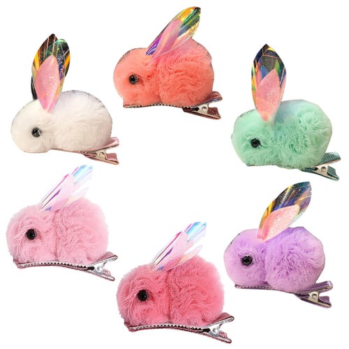 6 Pcs Bunny Hairpin Baby Girl Toddler Small Children's Hairpins Ear Clip - Picture 11 of 12