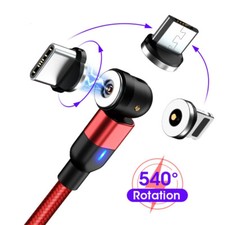 3-in-1 180  360  Magnetic Charger Cable For Apple Micro USB Type-C Samsung LG