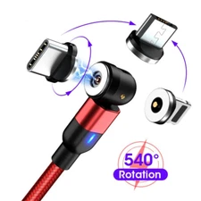 3-in-1 180°+360° Magnetic Charger Cable For Apple Micro USB Type-C  Samsung LG