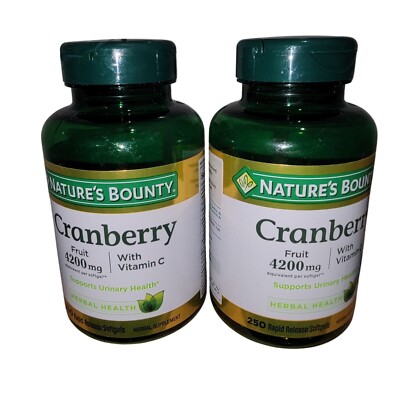 Natures Bounty Cranberry 4200mg With Vitamin C 250 Softgels Herbal Supplement Su