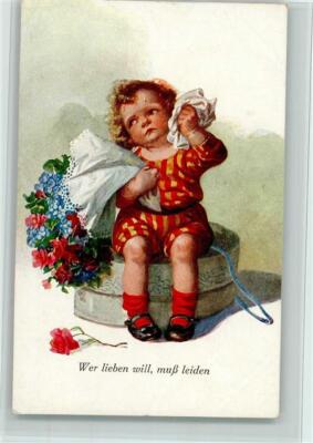 10541287 - who wants to love, must suffer, good condition postcard children's poetry 1907