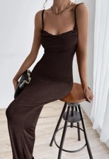 Shein Brown Slinky Midi Dress