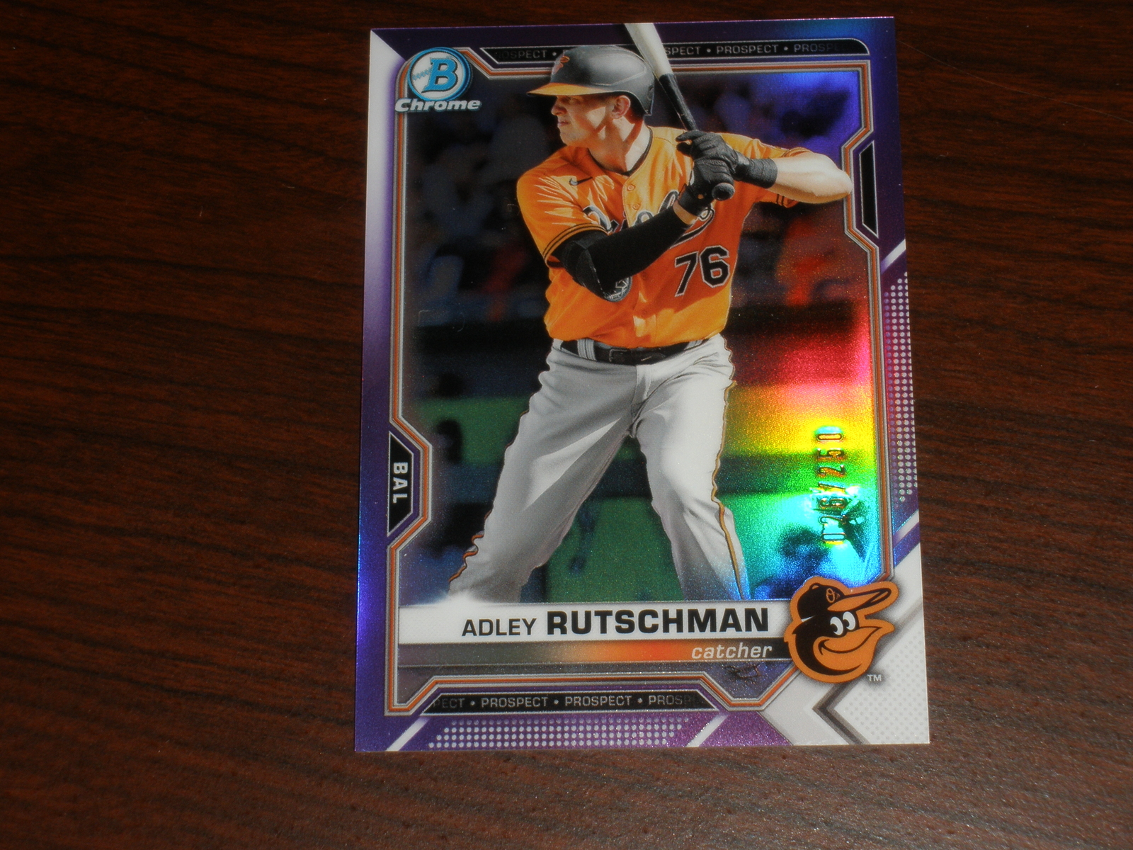 2021 Bowman Chrome Prospects Purple Refractor #241 Adley Rutschman 026/250