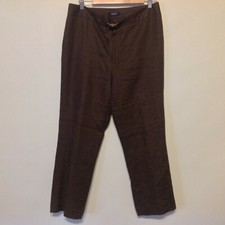 Chaps Ralph Lauren Dress Pants Womens 10 Linen Brown Cropped 