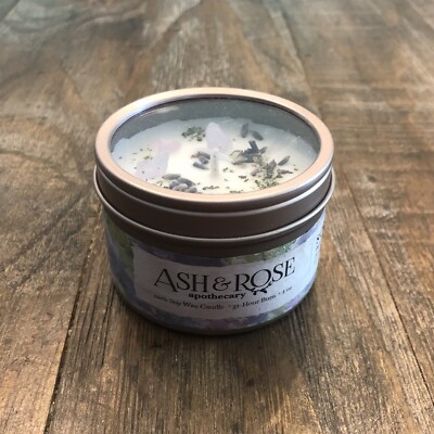ASH & ROSE Soothe Dried Lavender + Crushed Mint Leaves Candle 4 oz 32 Hour Burn