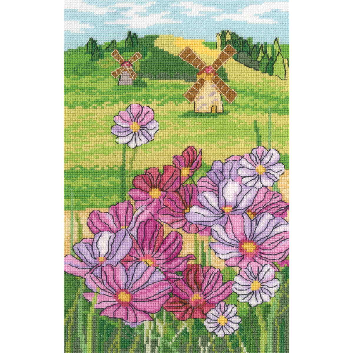 RTO counted cross stitch kit ""Windmils"", 15x24cm, DIY