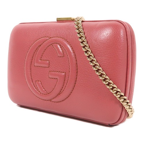 GUCCI GG GHW Chain Shoulder Bag Calfskin Leather Pink - Picture 3 of 13