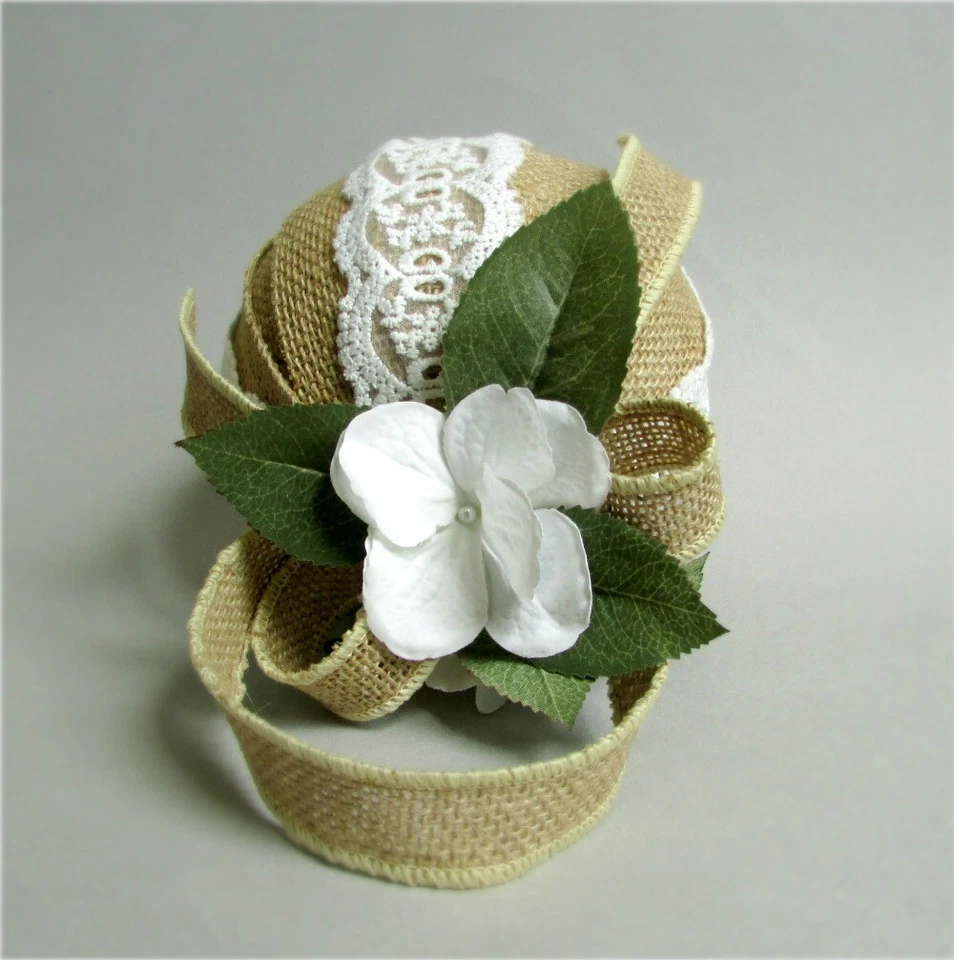 ESFERA DE BOLA DE BEIJO FEITA À MÃO estopa e renda branca pomander CASAMENTO - Imagem 4 de 4