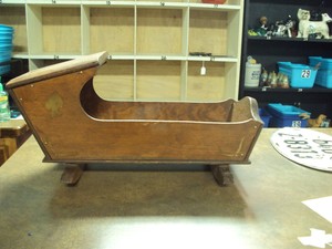 antique wooden doll cradle