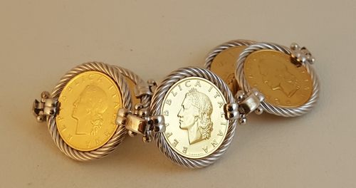 Sterling Silber vergoldet Italienische Lira Münze Armband Italy