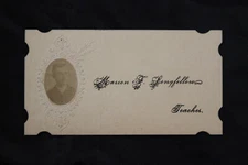 VICTORIAN NAME / BUSINESS CARD ~ REAL PHOTO ~ MARION F. LONGFELLOW, TEACHER