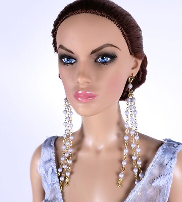 14KGF Extra Long SP Dreamy Blue Earrings for 16'' Fashion Dolls Tonner JamieSho
