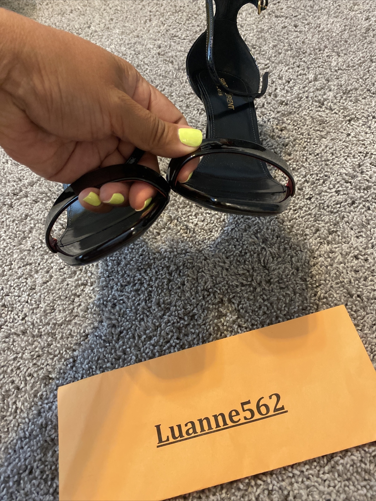 Saint Laurent Sandalo Ambra Nero