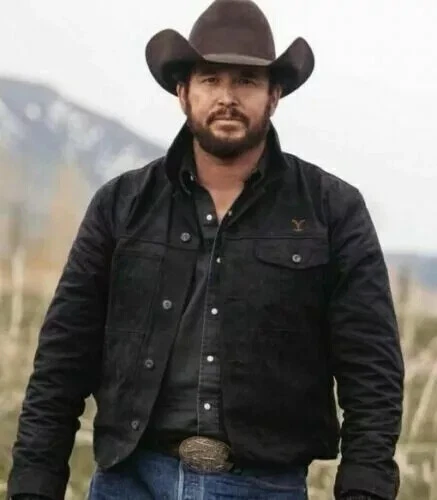 Yellowstone Cole Hauser Rip Wheeler Stylish Cowboy Black Cotton Jacket For Men