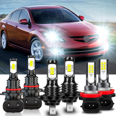 For Mazda 6 2011 2012 2013 Mazda6 LED Headlight 9005 H7 H11 Fog Light Bulbs 6pcs