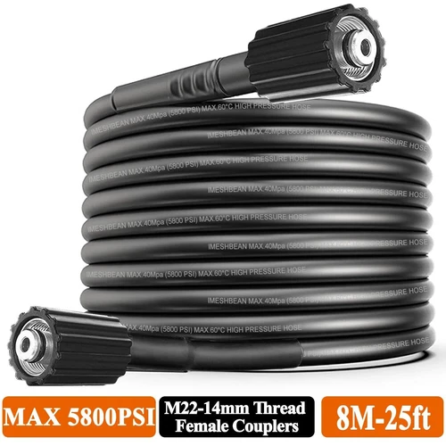 High Pressure Washer Hose 8m/25ft 5800PSI M22-14mm Power Washer Extension Hose - Picture 2 of 12