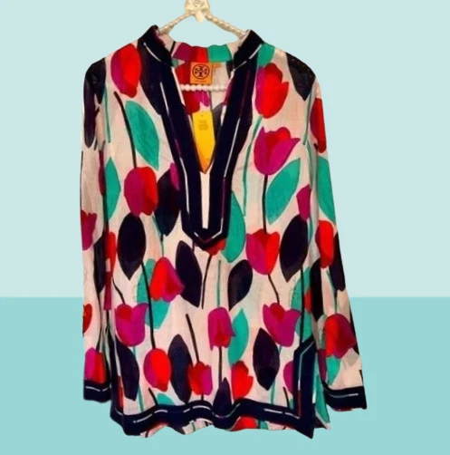 Nuova tunica da donna resort rosa TORY BURCH balletto da $295 taglia 8