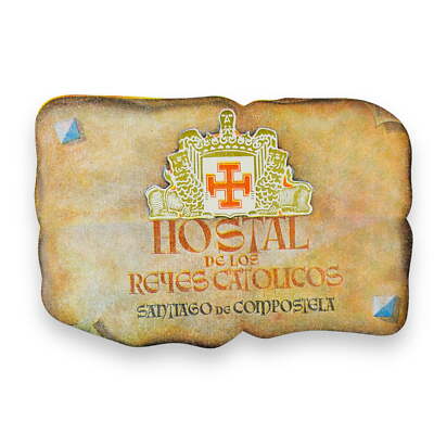 Hostal de los Reyes Catolicos Santiago de Compostela Spain Vintage Luggage Label