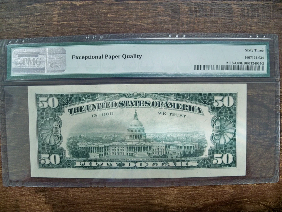 1974 $50 FIFTY DOLLAR BILL PMG 63 EPQ CHOICE UNCIRCULATED 3 CONSECUTIVE AVAILABL - Image 4 of 4