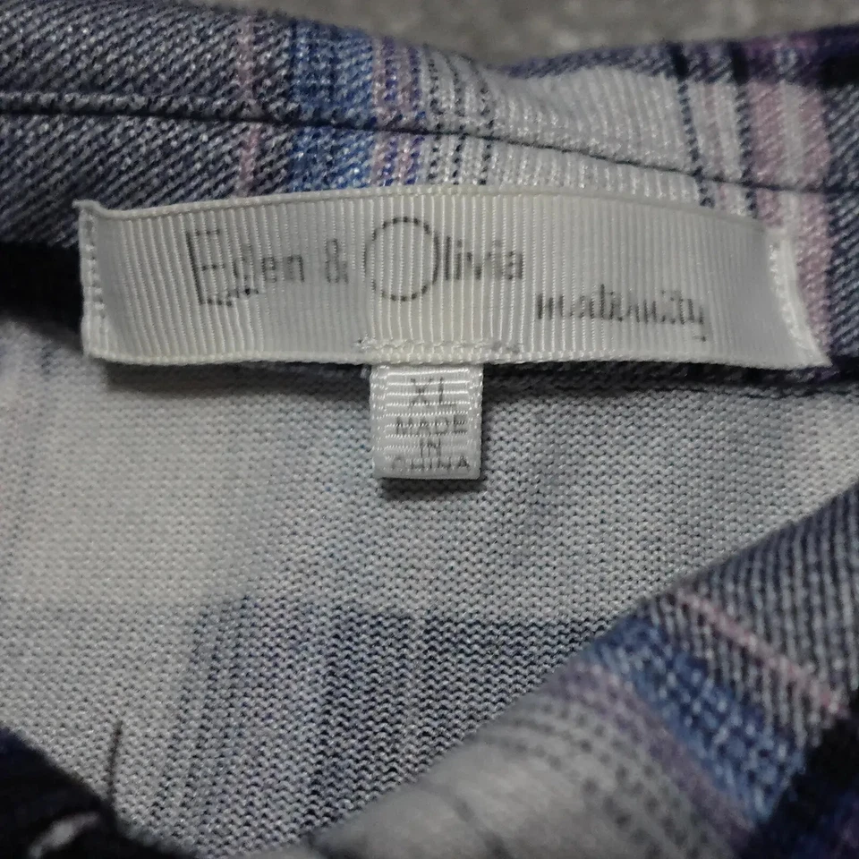 Eden & Olivia Shirt Top Women's Size XL Blue White Plaid Button Up Long Sleeve - Image 4 of 4