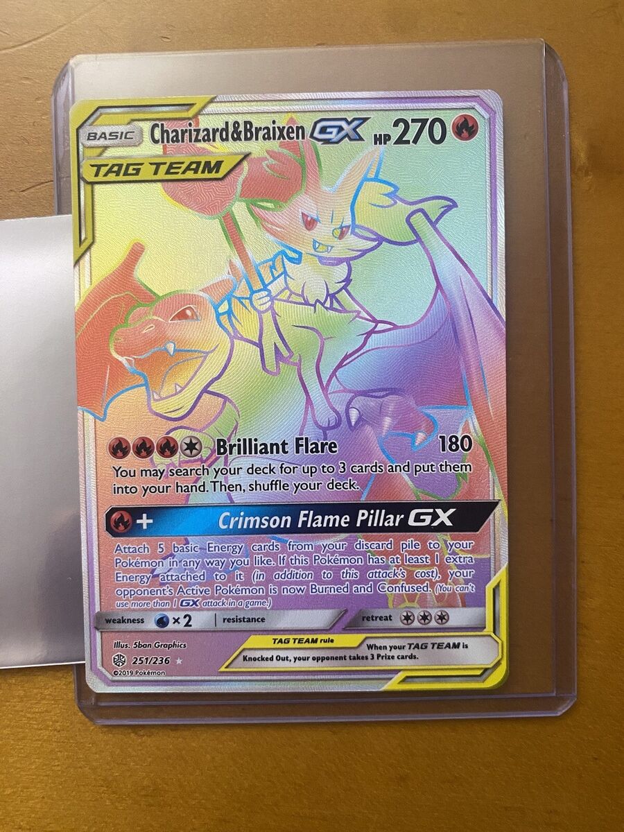 Rainbow Pokémon TCG Charizard & Braixen 251/236 Tag Team GX Rainbow Pokémon TCG Charizard & Braixen 251/236 Tag Team GX