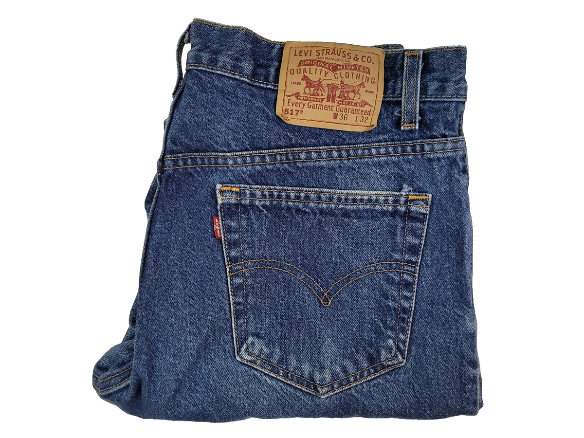 Vintage Levis 517 Boot Cut Blue Denim Jeans Fit 32x31 (tag 36x32