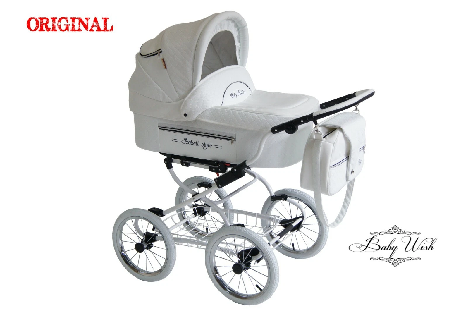 ISABELL Pram Baby Fashion 3in1 Retro stroller CARRYCOT + STROLLER + CAR SEAT