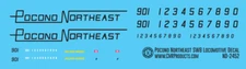 N Scale - Pocono Northeast Railroad SW8 Decals
