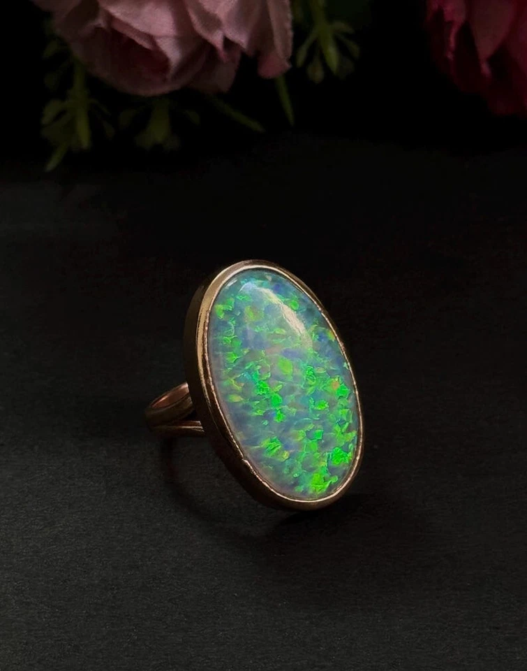 Rainbow Fire Opal Cocktail Ring 925 Sterling Silver Ring Gift For Her - Image 3 of 4